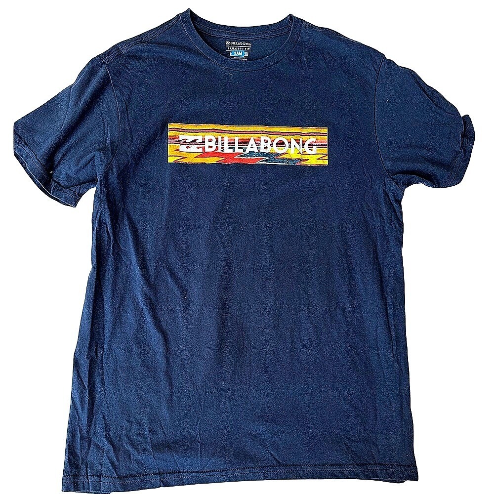 Billabong Mens Tailored Fit Graphic T-Shirt Navy Blue Cotton M Logo Tee Normcore
